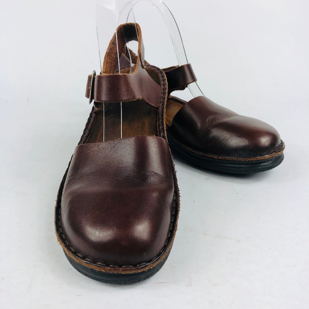 NAOT Brown Leather Close Toe Mary Jane Sandals